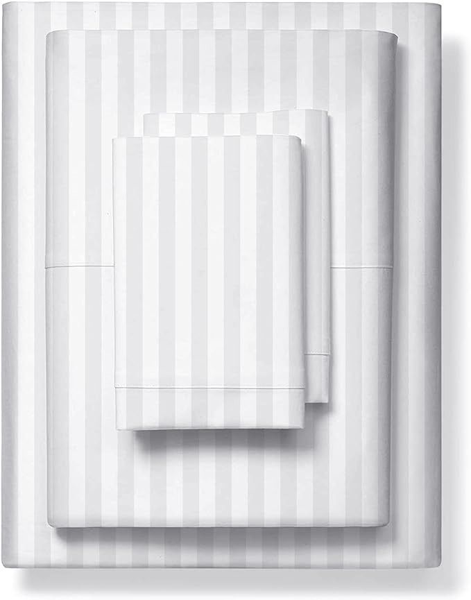 Hotel White Bedsheet 300TC, Cotton, Stripe, 5-Star Quality Full set