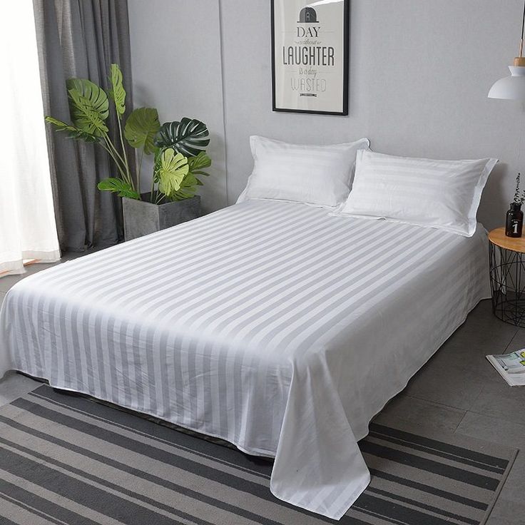 Hotel White Bedsheet 300TC, Cotton, Stripe, 5-Star Quality Full set