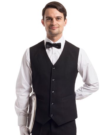 Waiter Uniform (White Shirt, Bristol Jacket without Sleeves with Trouser)